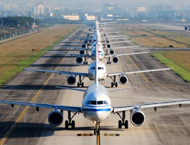 Planes on runway