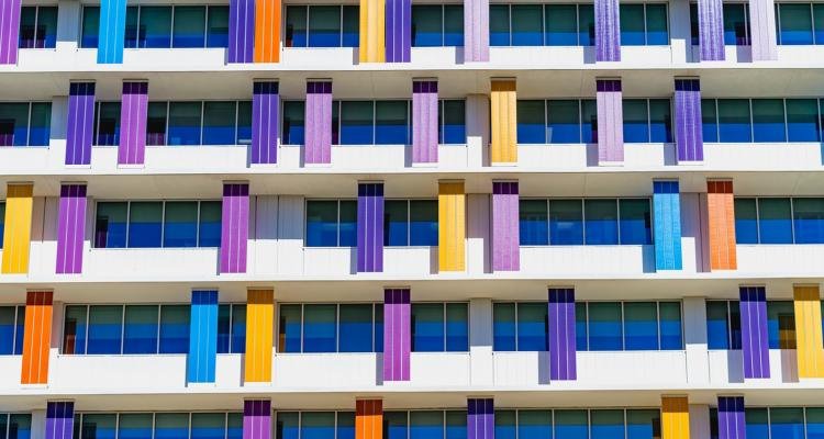 Multicoloured hotel windows