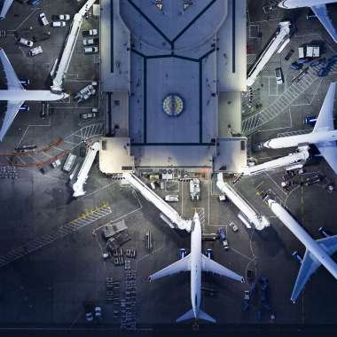 Airport planes at departure gates